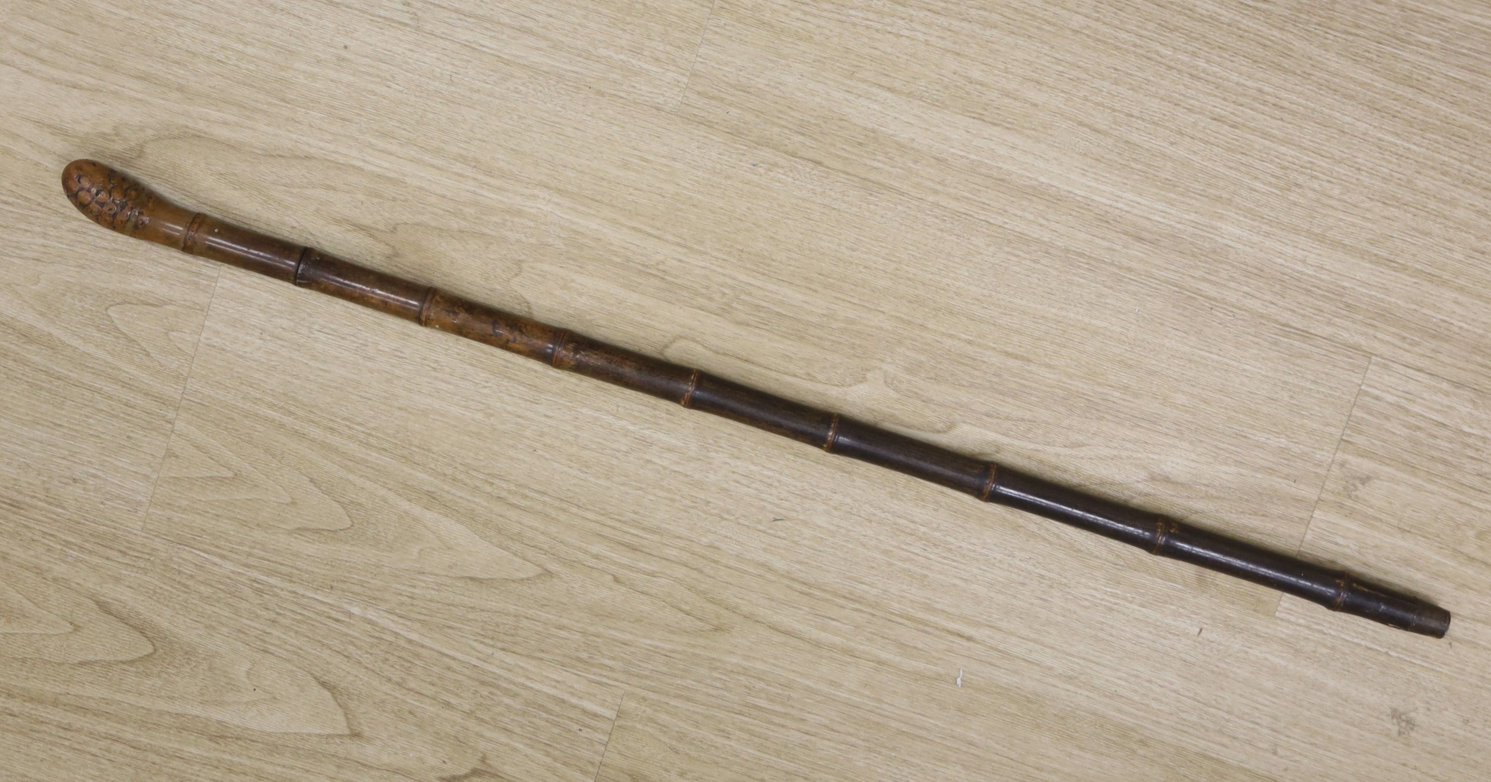 19th century German bamboo sword-stick made by Coulaux Cie, the blade marked ‘Klingenthal’. Total length 91cm